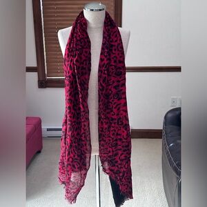 White House Black Market Red and Black Leopard Scarf